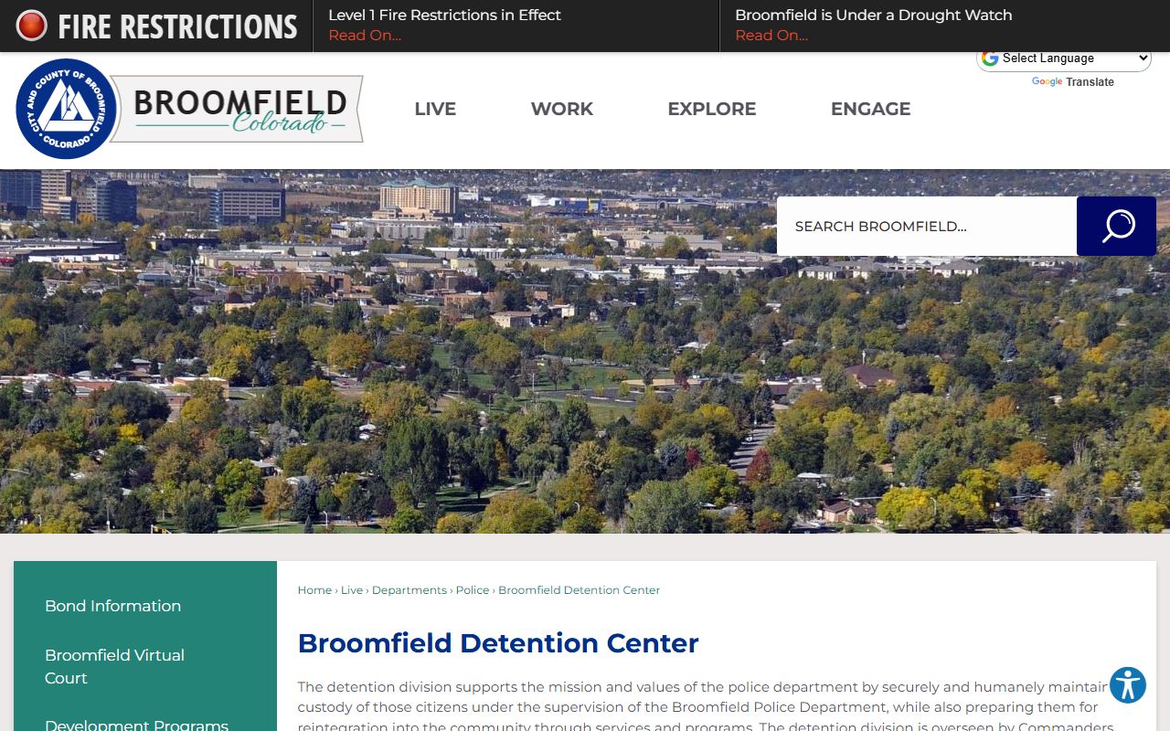Official Broomfield Detention Center overview page